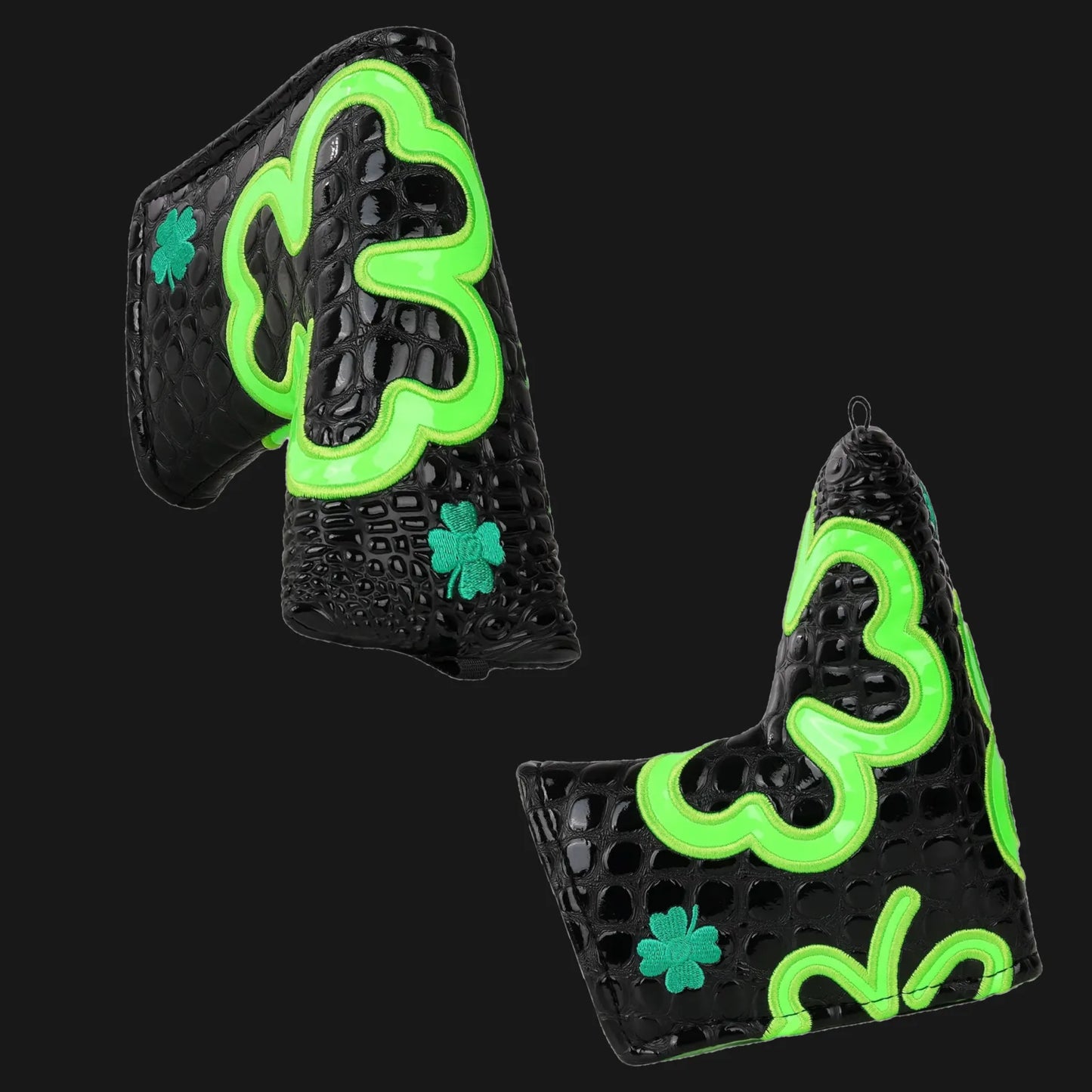 Fluorescent lucky clover crocodile blade putter cover
