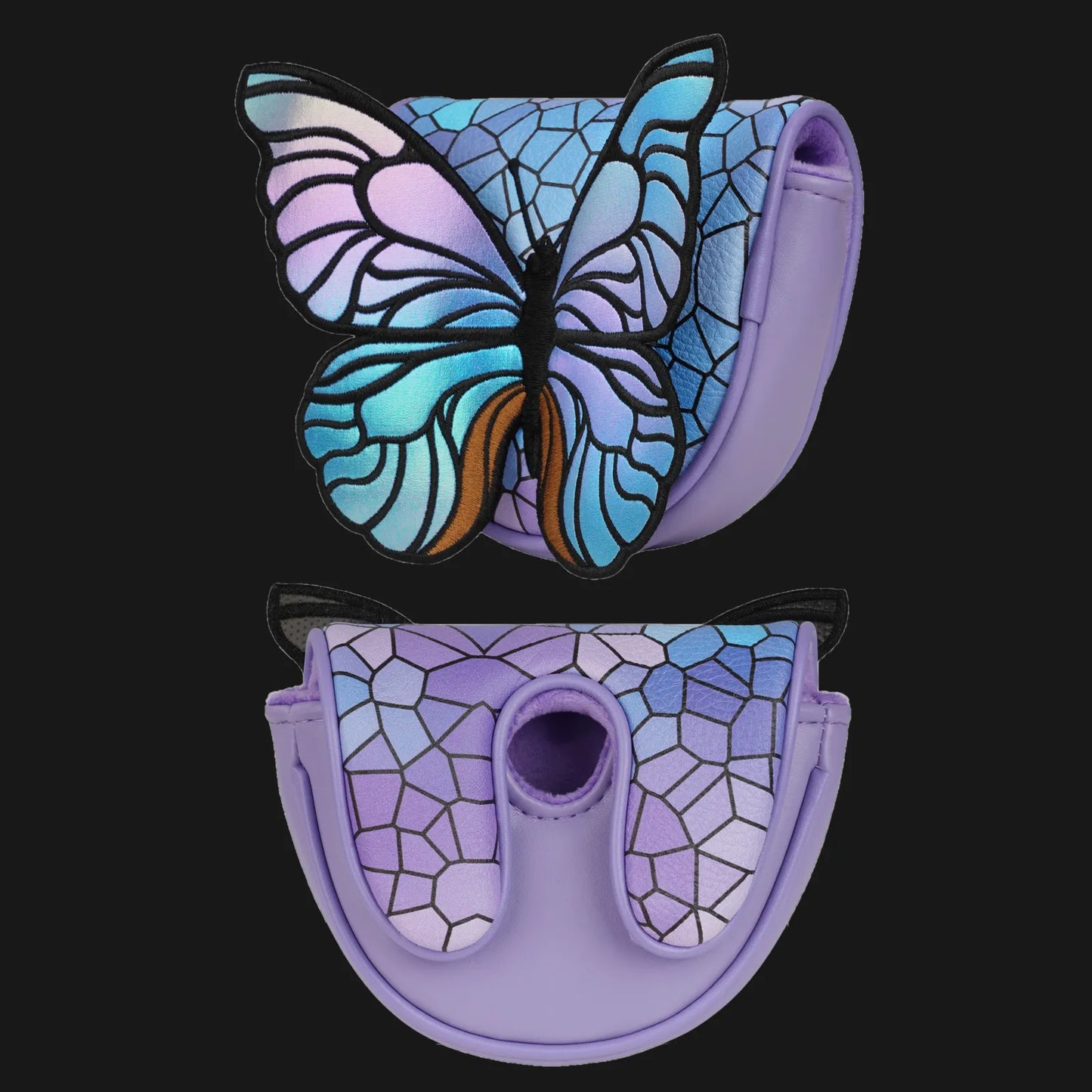 Purple butterfly mallet golf putter headcover