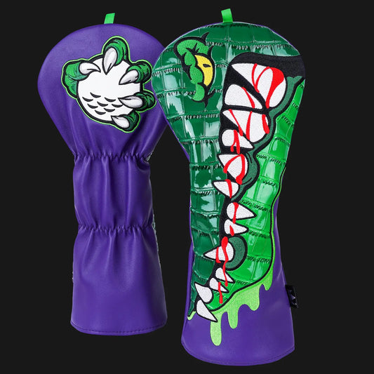 Purple alligator leather golf driver head cover
